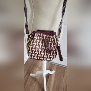 Elegant Burgundy and Cream Women's Cross Body Bag